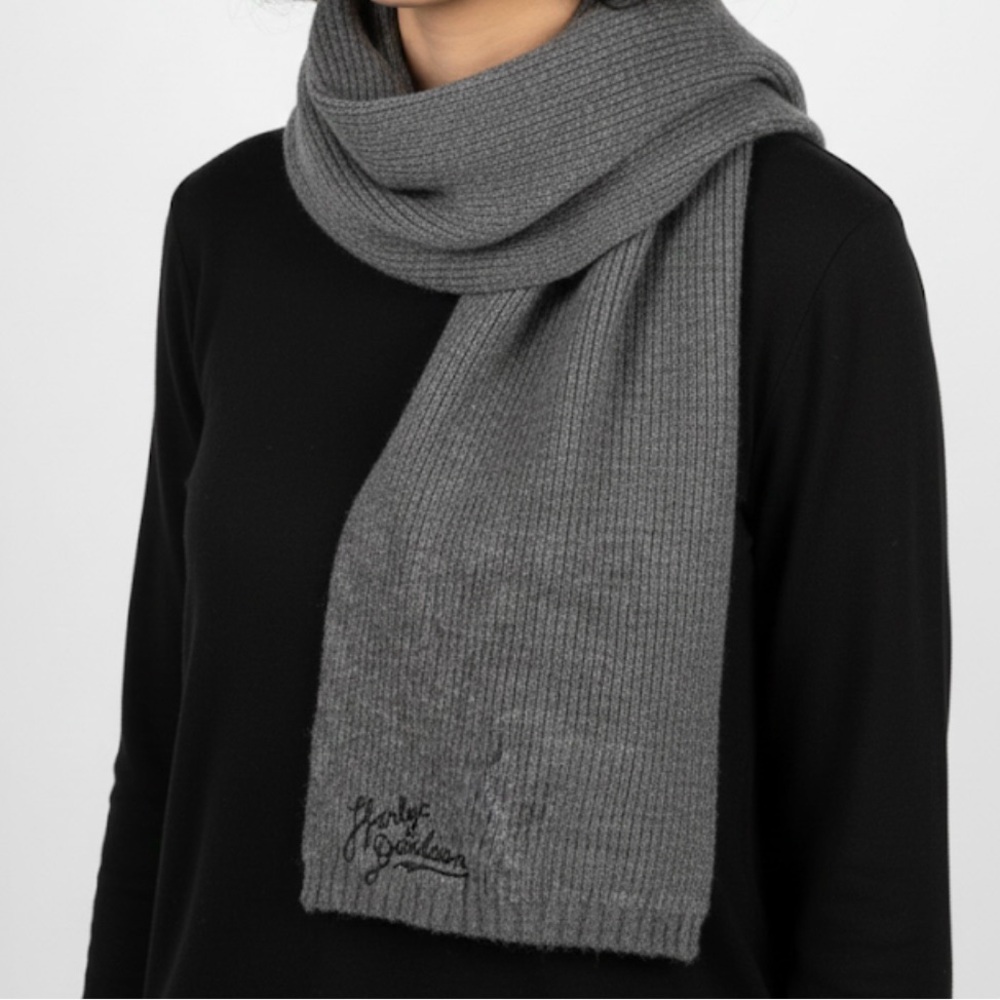 Harley Davidson Gray Ribbed Knit Scarf